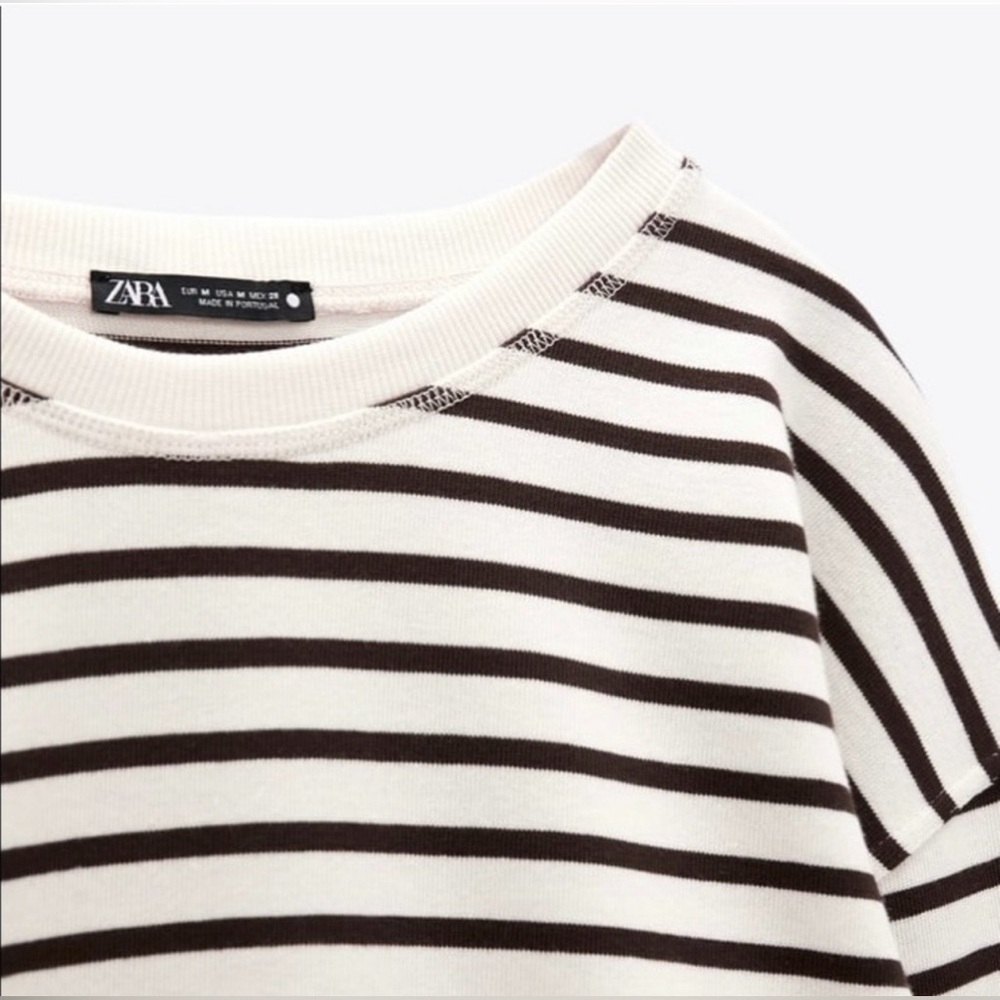 NWT Zara 100% Cotton Small Stripe T-shirt